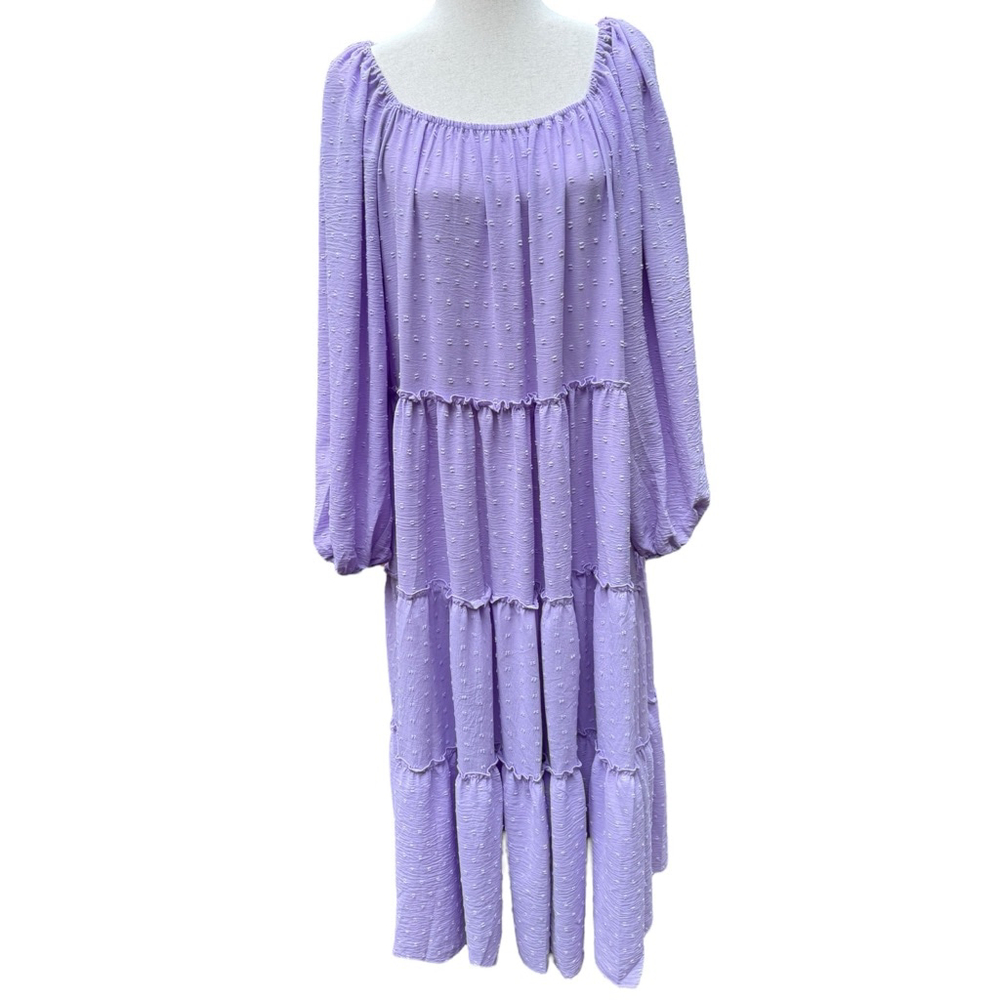 NWT Zoco Lavender Daymaker Dress Boho Maxi Cottagecore Feminine Flowy Chic Tiers - Picture 15 of 15